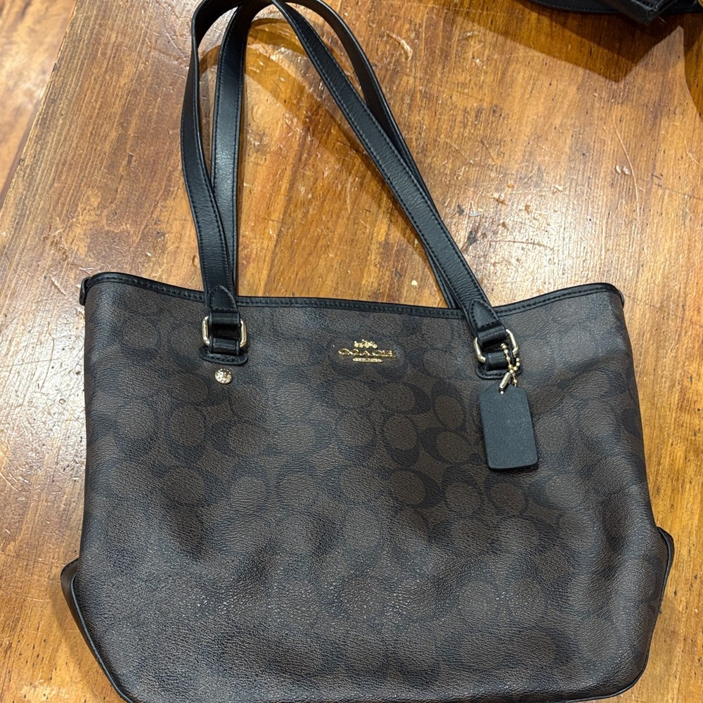 Coach Dark Brown Signature Tote